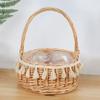 Weidenrattan Blumenmädchenkörbe Gelb Stabile Blumenarrangement-Körbe Geflochtene Körbe Picknick-Behälter Korb Halbmondkörbe