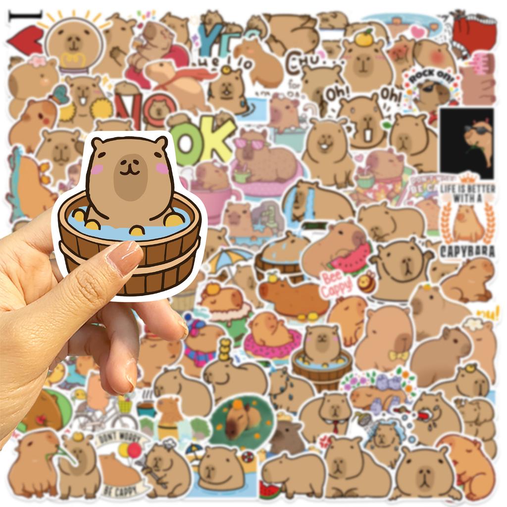 100PCS Cute Capybara Cartoon Stickers Waterproof for Phone Laptop Guitar Kids Toy Graffiti Decal