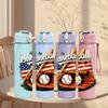 1PC American Flag Baseball Bat Graphic 750ml Color Plastic Water Bottle Leakproof Flip Straw Lid For Sports Office Home Use