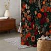 1pc Vintage Flower Printed Waterproof Shower Curtain With 12 Plastic Hooks, Bathroom Divider, Bathroom Decor Window Curtain