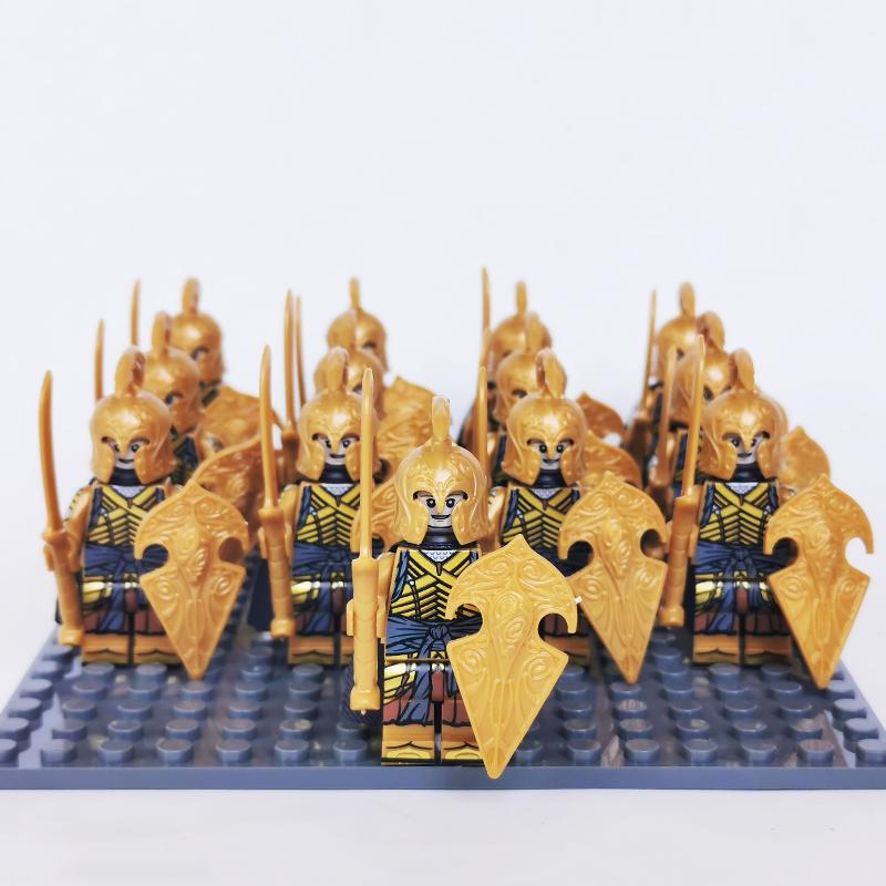 13 Pcs Demon World Noldor Elf Soldier Minifigures, Building Blocks Army Set with Spear Crossbow Axe, Educational Bricks Kid Toys