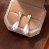 Pearl Water Drop Pendants Hanging Earrings for Women Double-layers Waterdrop Geometry Statement Trend Dangle Earring