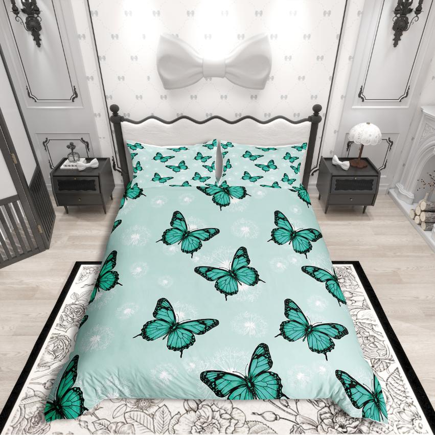 Homewish Flying Butterfly Duvet Cover SetChic Flower For Teens Bedding SetAbstract Gradient Decor