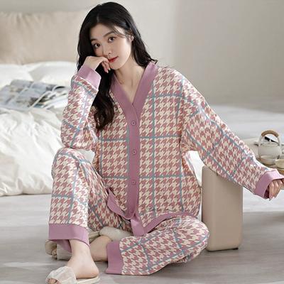 Spring and Fall Women's Pajamas Home Wear Set Girls Home Wear Casual Style Long Sleeve Pants Pajamas