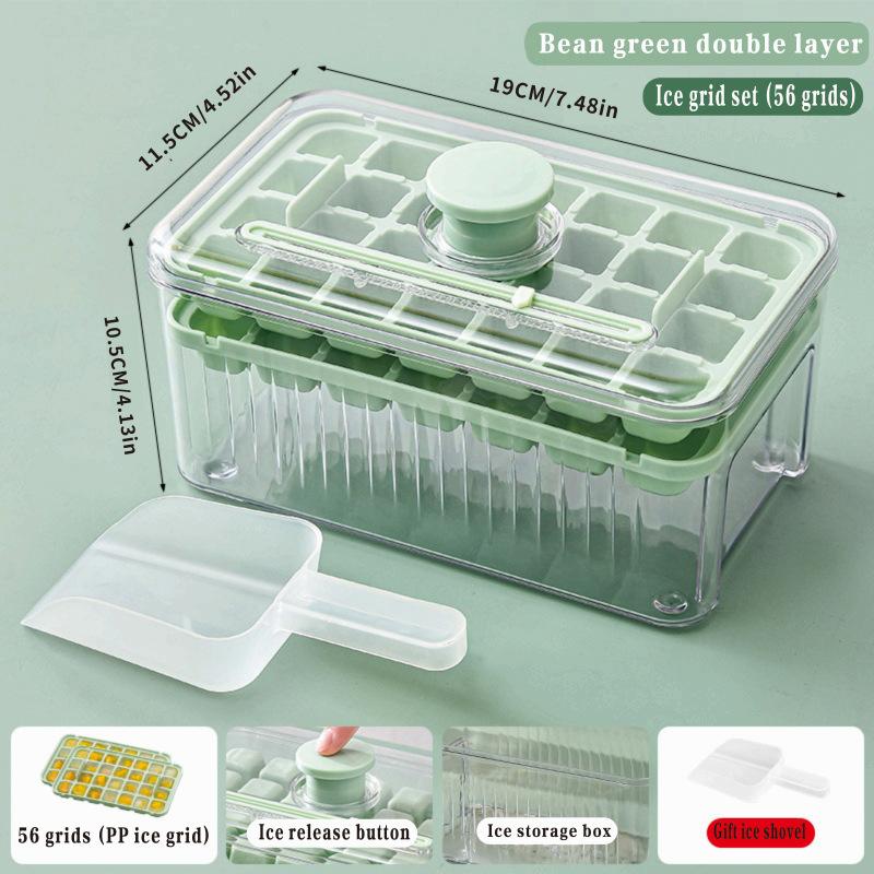 Press Type Ice Cube Tray With Storage Box Ice Maker Ice Box Ice Bucket Mould Fast Freeze Large Capacity For Beer Kitchen Gadget
