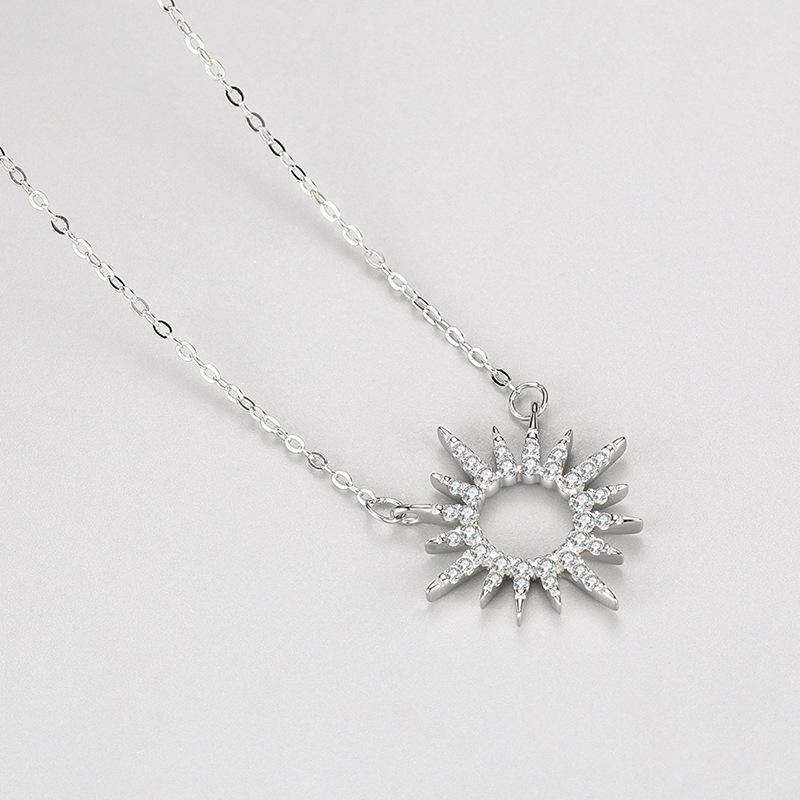 Tancise S925 Sterling Silver Light Luxury Hollowed Out Moon Pendant Necklace Women's Fashion Versatile Necklace