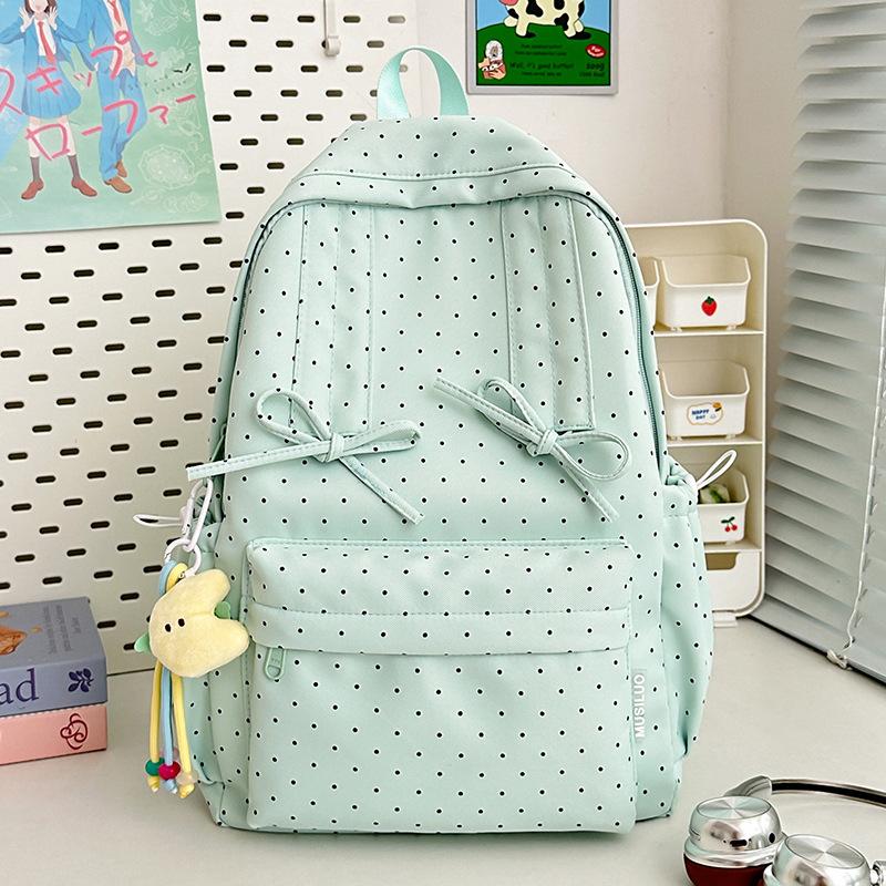 School bag summer new small fresh polka dot sweet girl travel mini backpack high value literary and art fan girls backpack