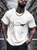 Red Unisexs Summer Tee ECG Heart Plane Print Short Sleeve Street Top For Travel Pilot Lover Male Soft Daily Casual Fashion Wear