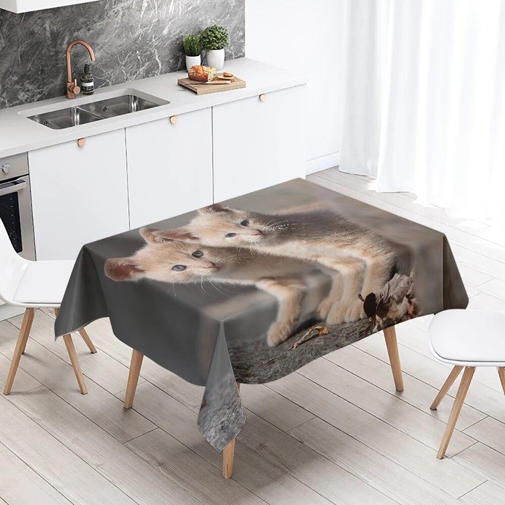 Cute Cat Tablecloth Party Restaurant Table Decoration Waterproof Rectangular  Kawaii New Home Kitchen
