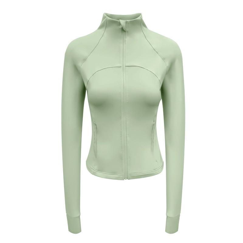 Women's Slim-Fit Stand-Up Collar Yoga Jacket - Long Sleeve, High-Elastic, Zipper Cardigan for Outdoor and Fitness Activities