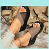 Summer Womens Chunky Open Toe Slides With Rubber Sole For Casual Wear