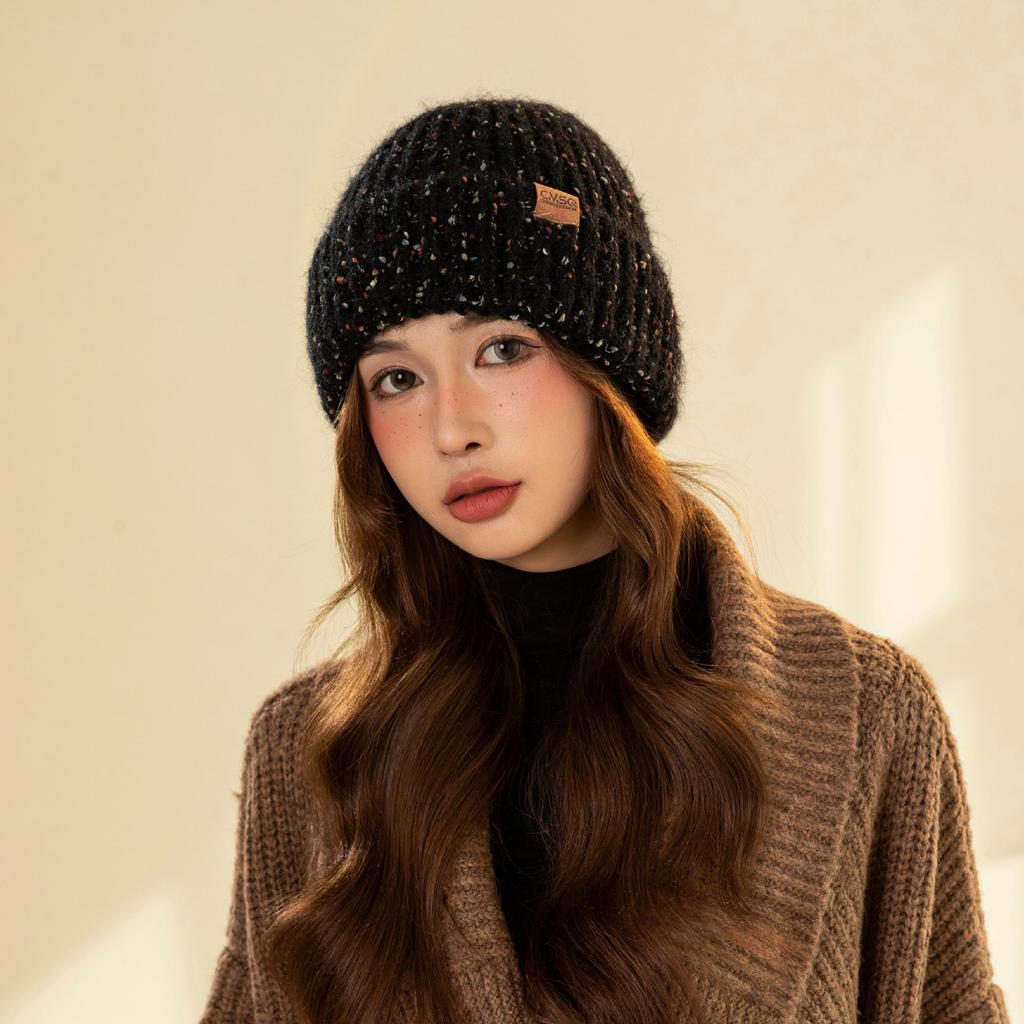 Knitted wool hat winter thickened warm ear protection pullover hat fashion casual versatile big head circumference cold hat