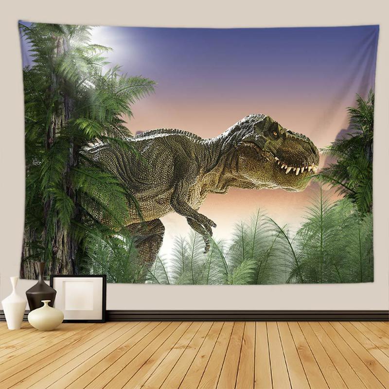 Dinosaur Tapestry, Prehistoric Jurassic Wall Hanging, 3D T-Rex Print for Kids Bedroom & Boys Room Home Decor 100X70CM