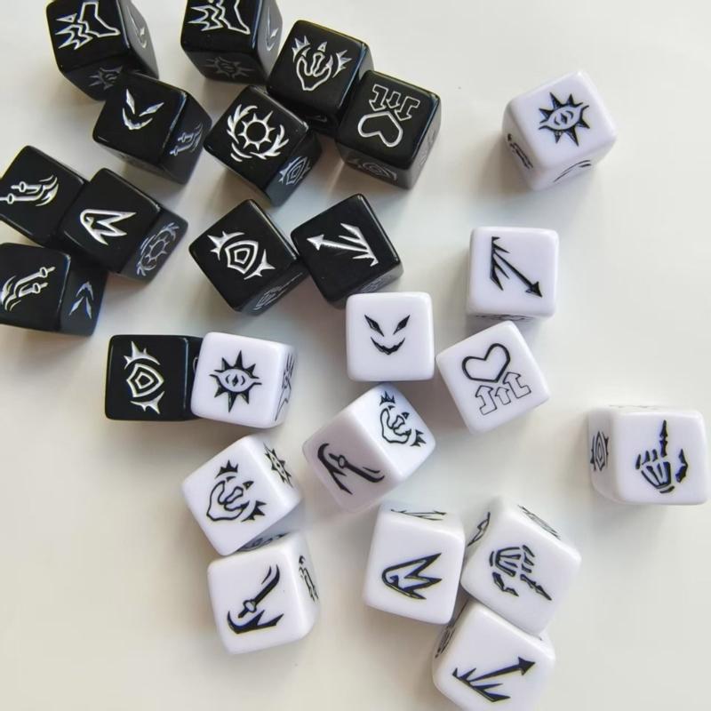Acrylic 6 Sided Round Corner Dices Keyword Pattern Role Playing Dices for Table Game, Classroom Teaching Easy to Use