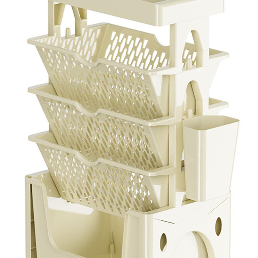 Rolling Mobile Bookshelf with Wheels 5 Tiers Large Capacity Strong Load Bearing Capacity Utility