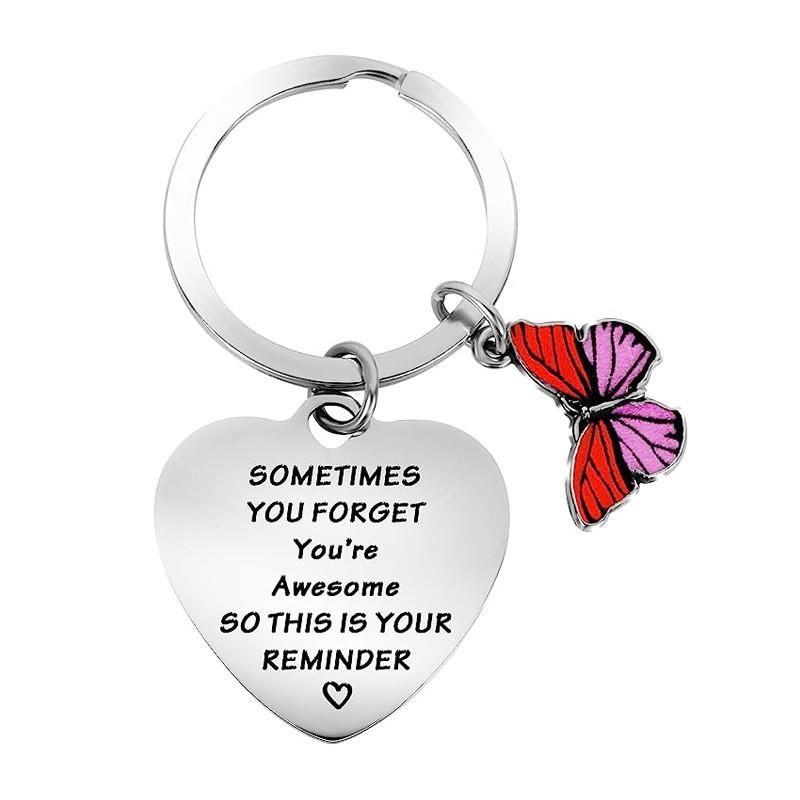 Steel Stainless Contemporary Keychain Inspirational Butterfly Accessory For Colleagues Classmates And