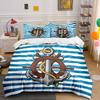 Nautical-Themed Anchor and Wheel Set Exquisite Three-piece Bedding Set Gift for Kids and Adults