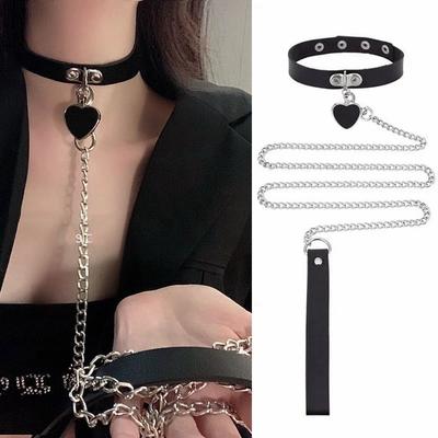 Gothic Harness Damen Halsband Kette Choker Sexy PU Leder Kette Anhänger Halsband Choker Halskette Cosplay Accessoires Für Paare