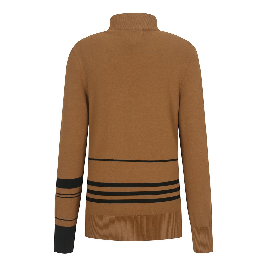 SUPERIOR Women'S Color Block Mock Turtleneck Sweater Camel (Iw0Erd30260)