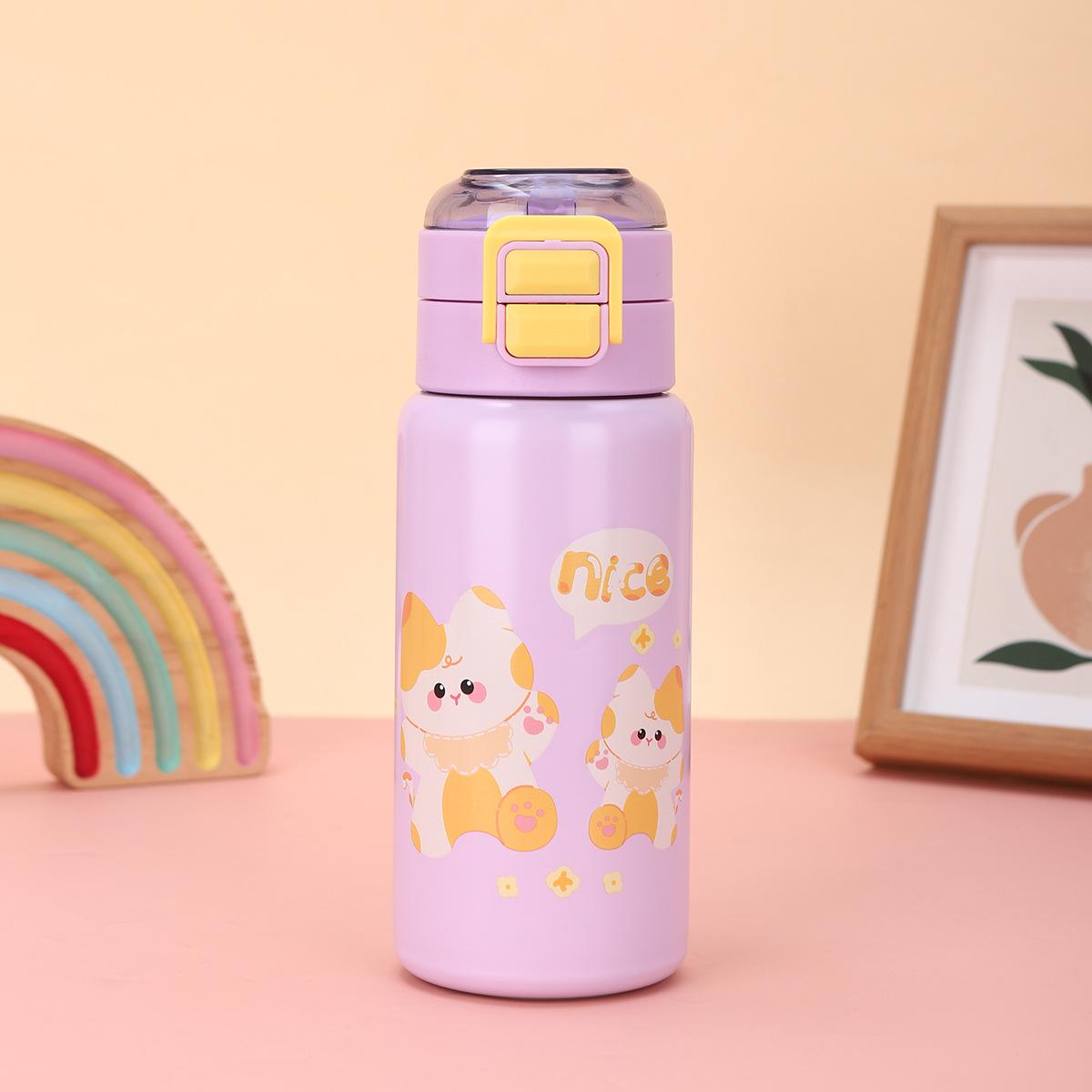 

Новый термос из нержавеющей стали Mofun Cartoon, высокий уровень внешнего вида, отскакивающая крышка, соломенная чашка, удобная для детей и студентов 420ml