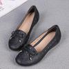2025 Summer Mom Cowhide Leather Moccasins Woman Slip On Wedges Shoes Designer Breathable Hollow Out Bowtie Ballet Flats