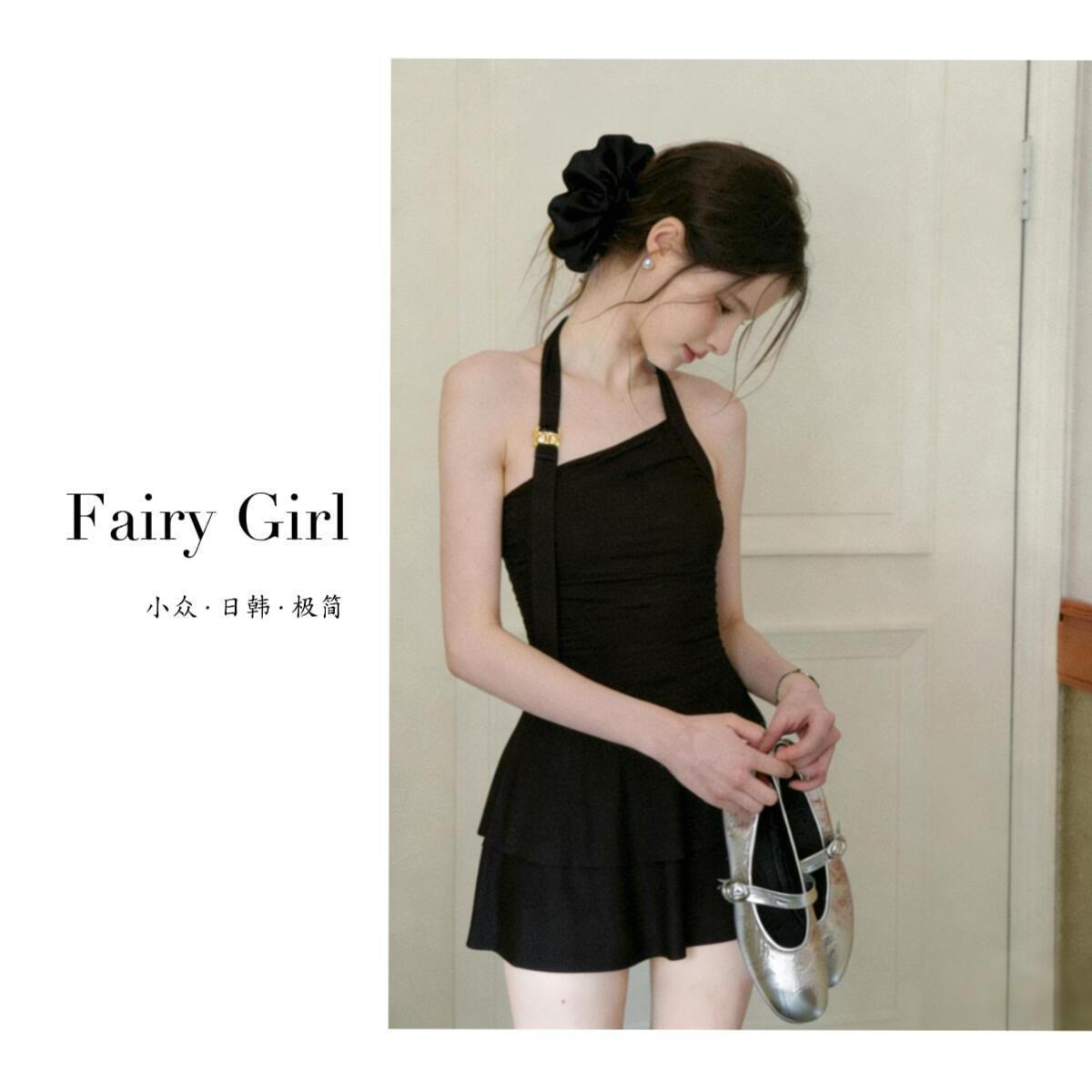 

[Twilight Ballet] One-piece skirt swimsuit Slim-fitting to cover the stomach and look thin, soaking in hot springs and showing whiteness XL
