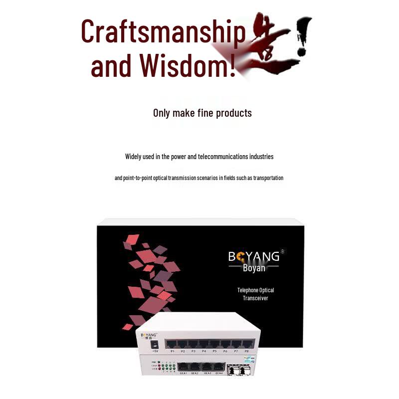 Boyang 8-Channel Telephone & 2-Port Gigabit Fiber Optic Transceiver
