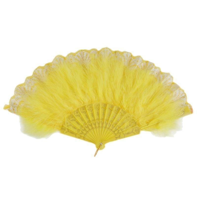  Women's Feathered Fan Vintage 1920s Styles Flapper Folding Handheld Lace Fan for Wedding and Halloween Cosplay Party