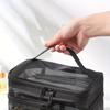Travel 2 Layers Cosmetic Organizer Bag Transparent Folding Mesh Zipper Storage Pouch Large Capacity Makeup Wash Kit Bag 2025