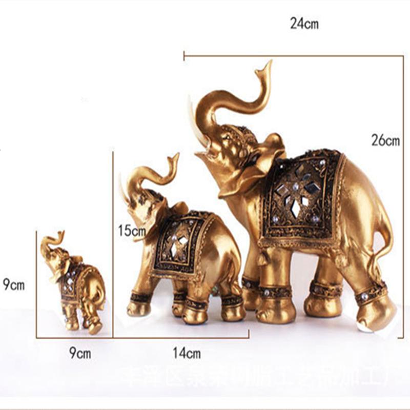 Elephants Decoration Statue Home ,Gift Golden Resin Statue Lucky Wealth Decor Elephant Interior Figurine Crafts Ornaments