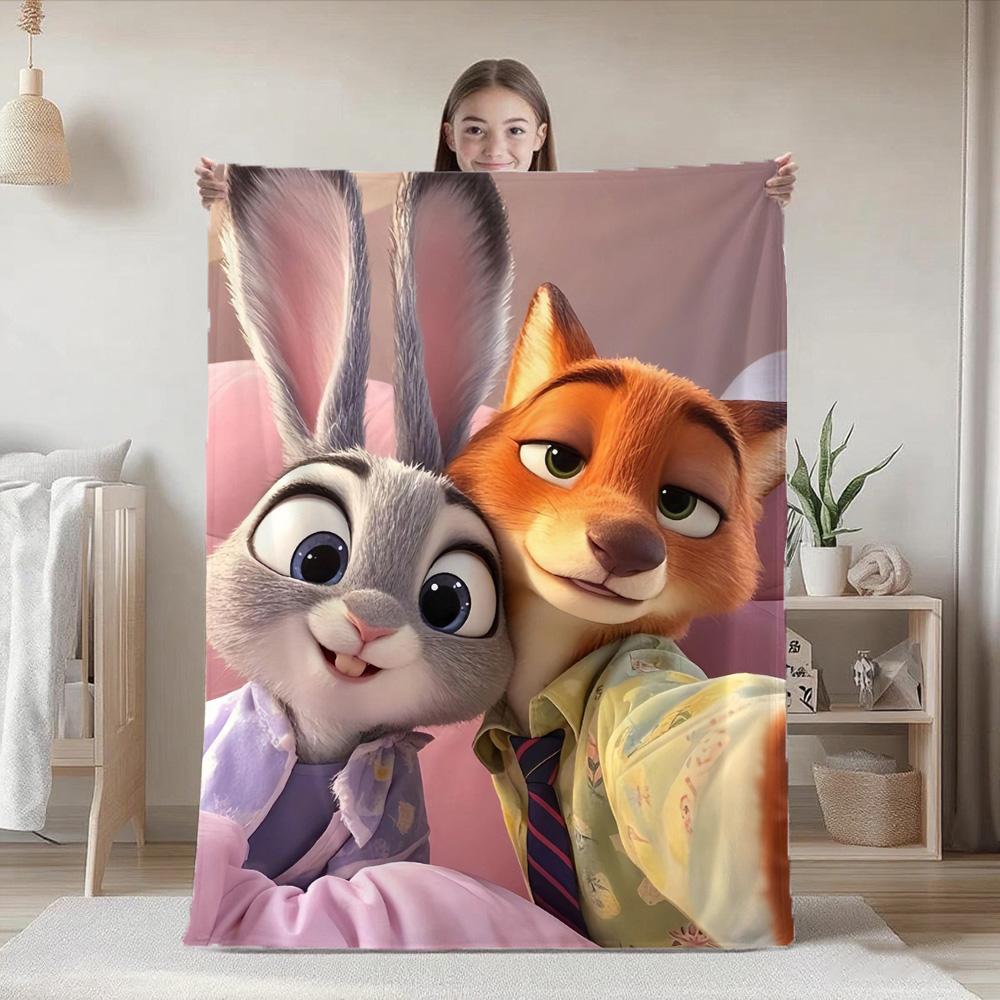 Furry Kawaii J-Judy&N-Nick Halloween Blanket for Bed Blankets New Year Camping Home and Decoration Bedspread the Anime Sofas Nap