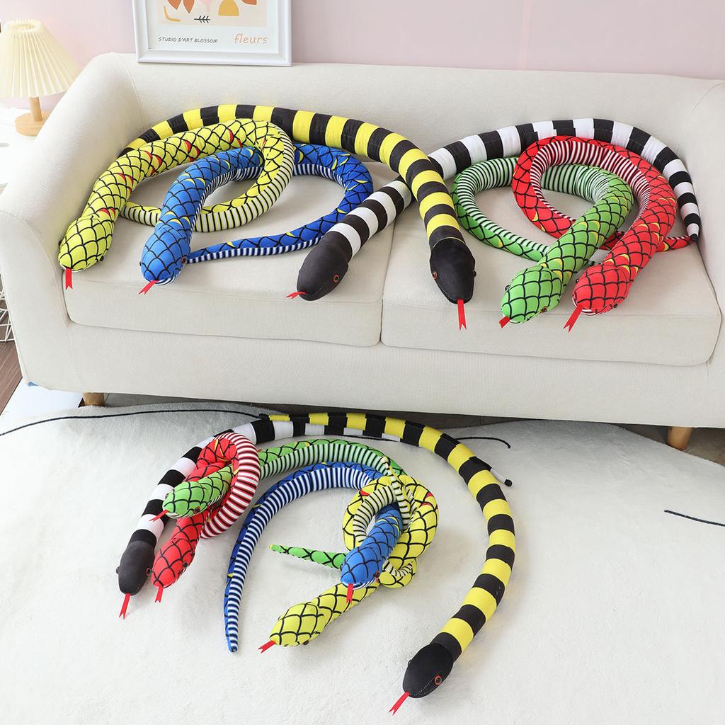 Simulated Big Snake Python Coiled Snake Doll Plush Toy Zodiac Snake Doll Boy Trick Doll