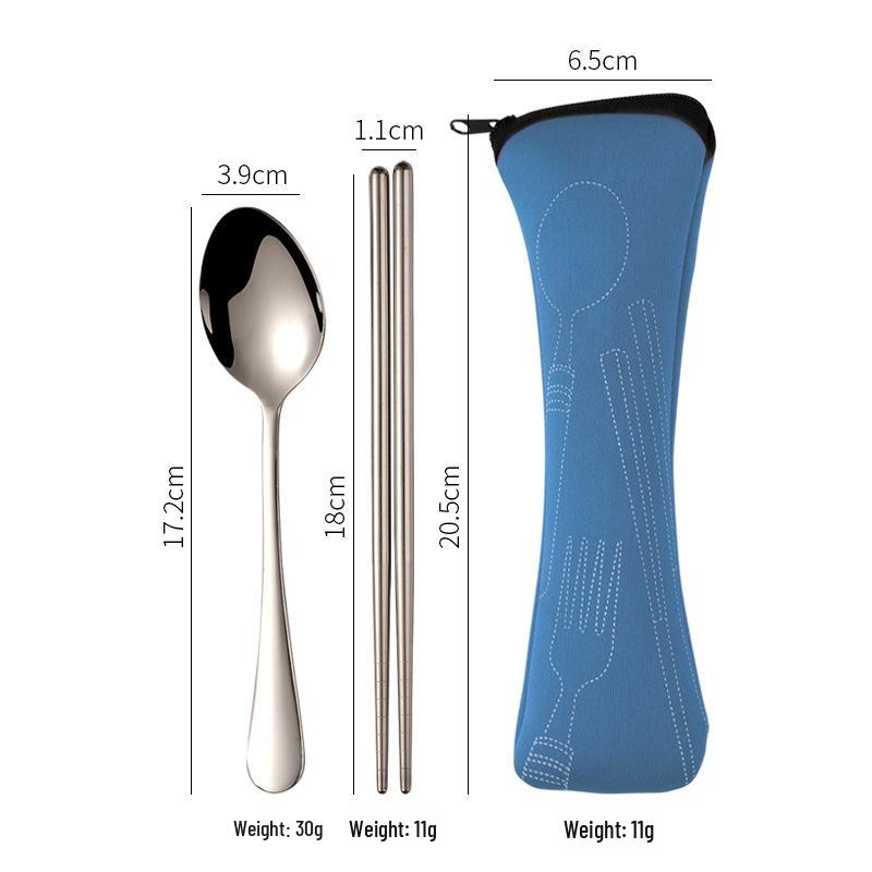 Stainless Steel Cutlery Set: Knife, Fork, Spoon & Chopsticks - Portable 4-Piece Set for Students, Travel, & Gifts