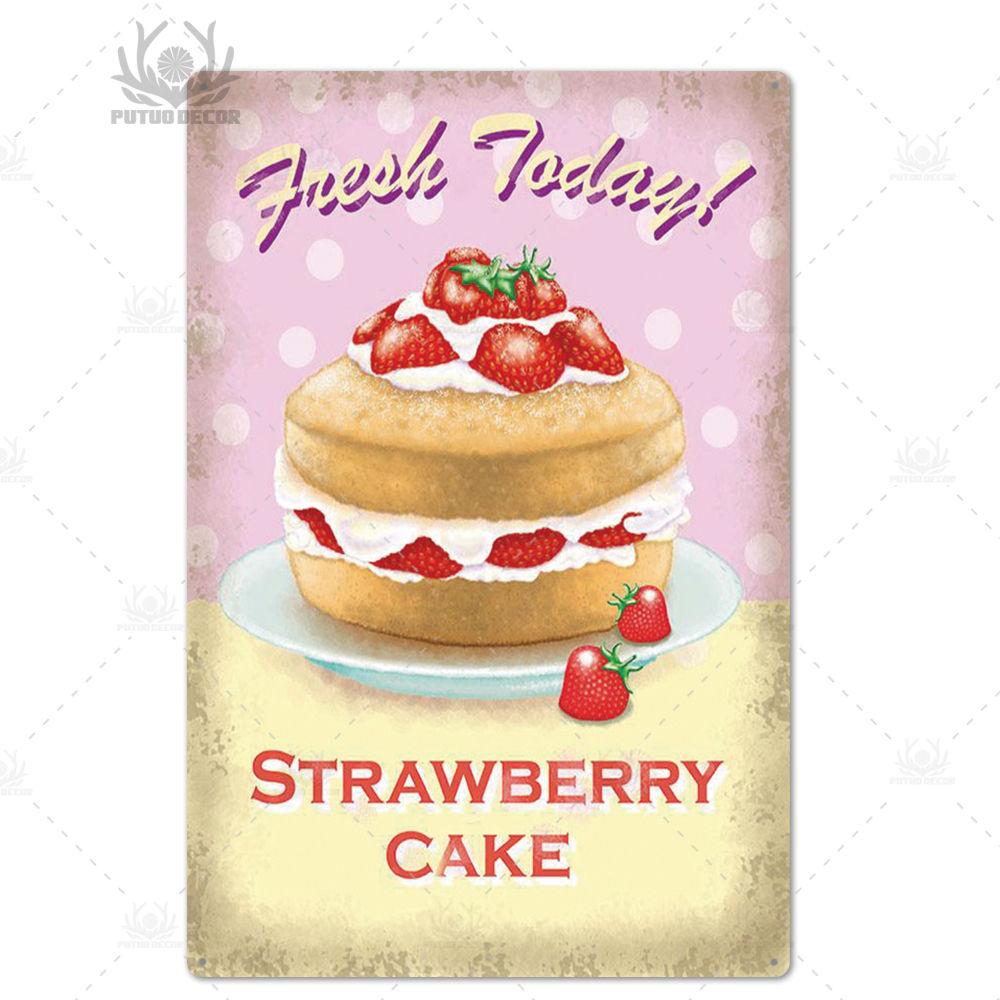 Putuo Decor  Cake Metal Poster Plaque Metal Vintage Bakery Kitchen Decor Sign  Wall Decor Metal Tin Sign