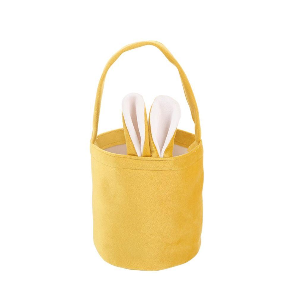 Cute Easter Bunny Ears Candy Handbag Large Capacity Colorful Storage Basket DIY Cylindrical Easter Egg Handbag Party Decor