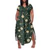 Women Floral Maxi Dress Summer Casual Short Sleeve Dress Sundress V-Neck Long Dresses With Pockets Beach Vacation