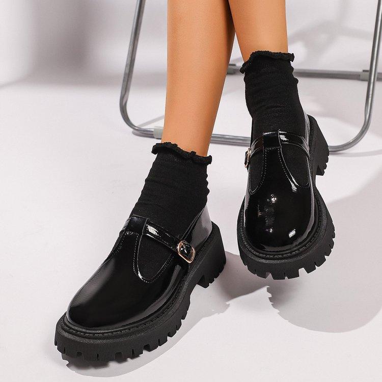 *Spring Autumn Selling Round Head Comfortable Thick Soled Single Shoes Fashionable New Elegant Anti Slip Casual Women's Shoes