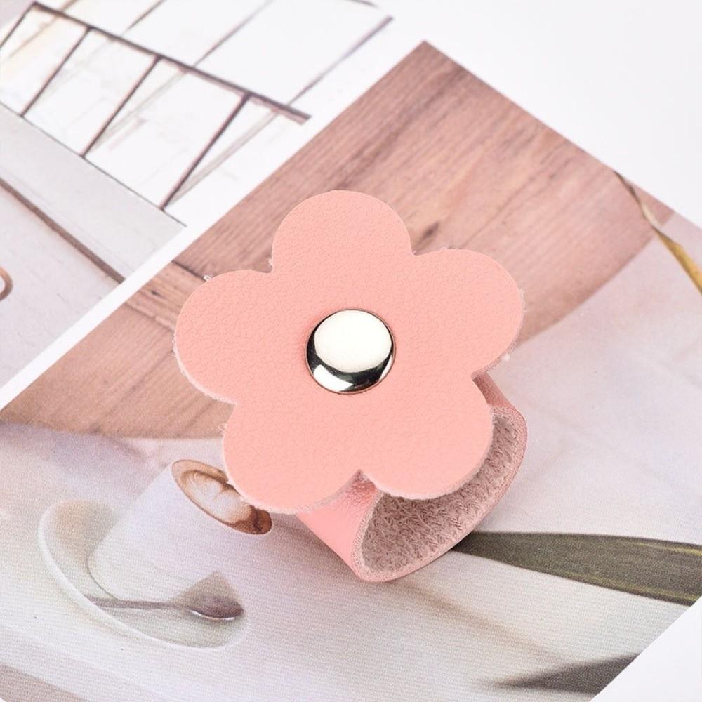 Leather Flower Cable Winder Portable Data Cable Ties Data Cable Protector Clips  Earphone Cord