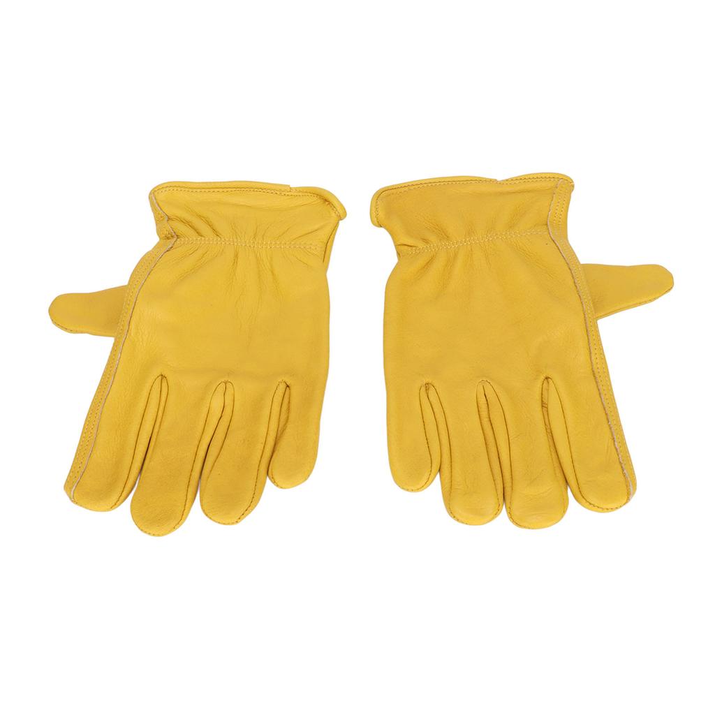 Garden Cowhide Gloves Wear Resistance Full Finger Leather Gloves for Outdoor CyclingM
