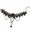 Retro Hollow Black Lace Necklace Medieval Style Lace Accessories Round Bead Pendant Clavicle Chain