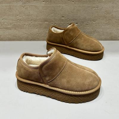 Platform Fur Ankle Women Boots Flats Suede Plush Cotton Shoes Winter Snow Warm Casual Shoes 2024 Trend Cozy Walking Botas Mujer