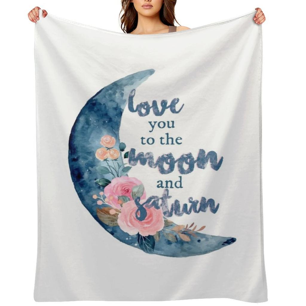 love you to the moon and saturn seven Throw Blanket Nap Decorative Beds Picnic Summer Blankets
