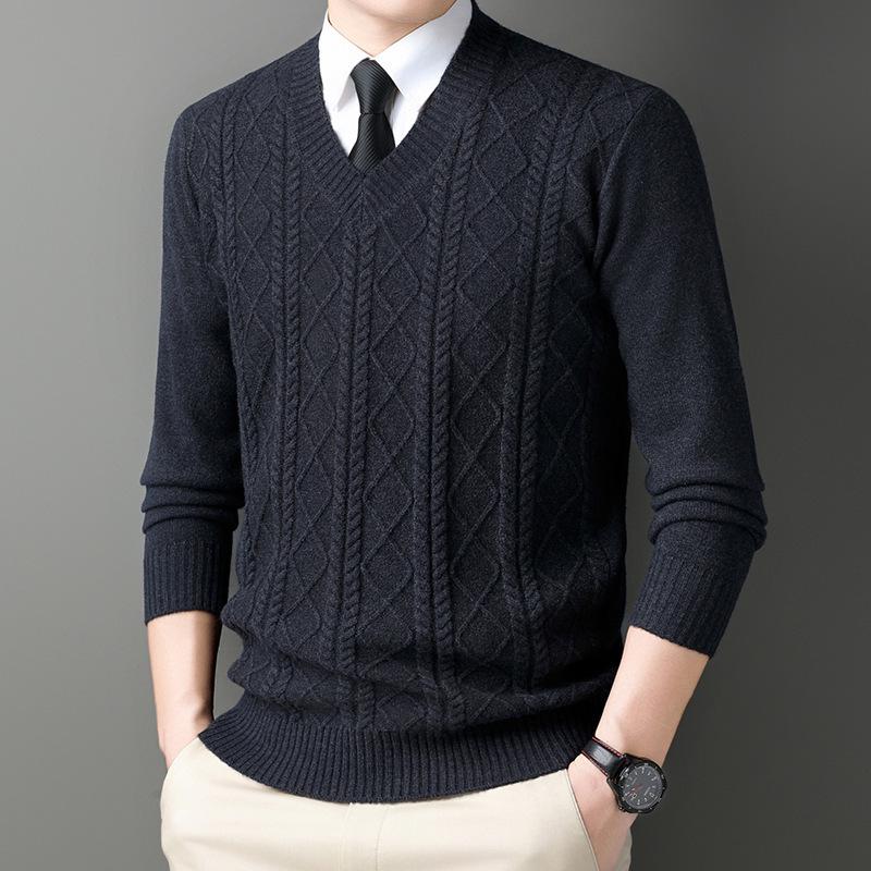 Men's Winter Thick V-Neck Knitwear: Warm, Comfortable, Stylish