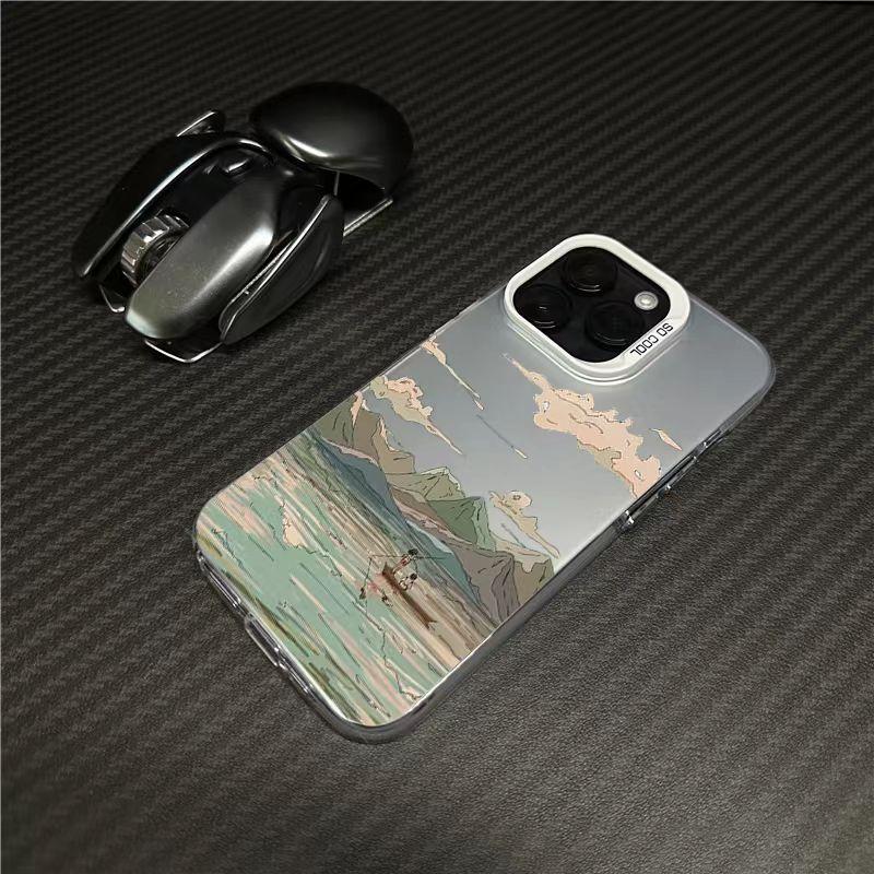 Chihiro Sailing Poster Colored Silver Case for Apple 16/15/14 Pro Mobile Phone Case 15promax13/12/11X
