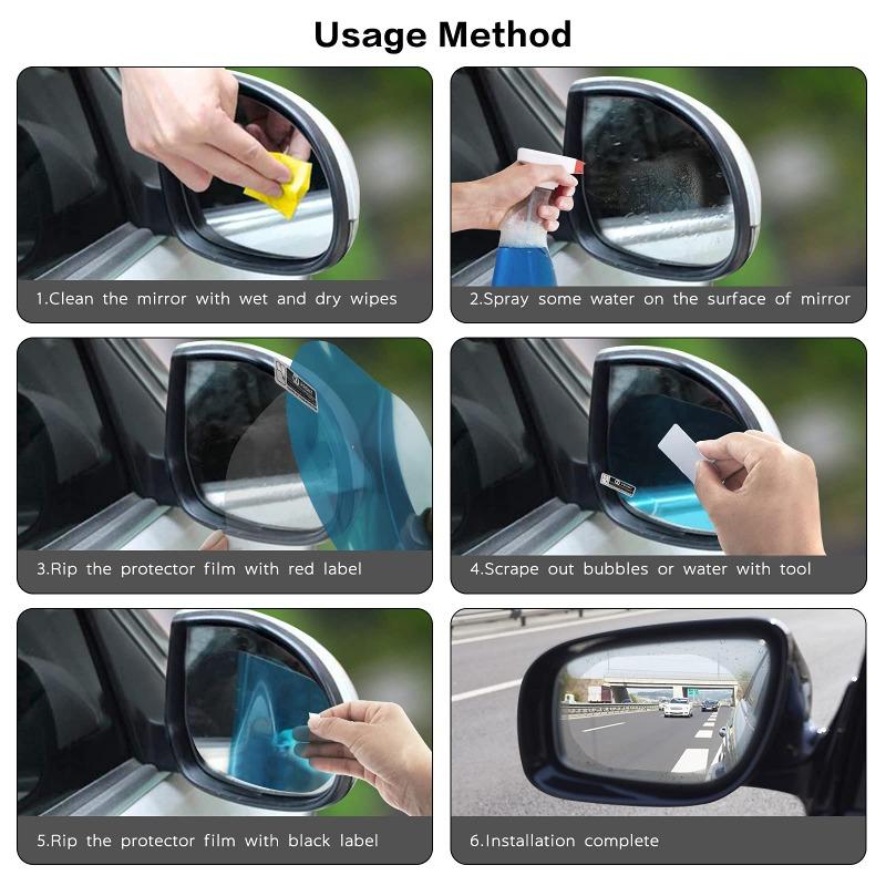 Rearview 4pcsset Rainproof Mirror Car Film Sticker Window Rain Proof Clear Protective Film Waterproof Rainproof Car Stickers