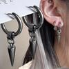 Men Women Vintage Hip Hop Piercing Ear Punk Stainless Steel Stud Earrings Black Earrings Jewelry Accessories