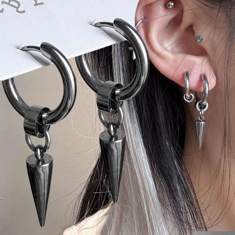 Orecchini a Bottone Punk Hip Hop Vintage in Acciaio Inossidabile Neri Orecchini Gioielli Accessori per Uomo Donna