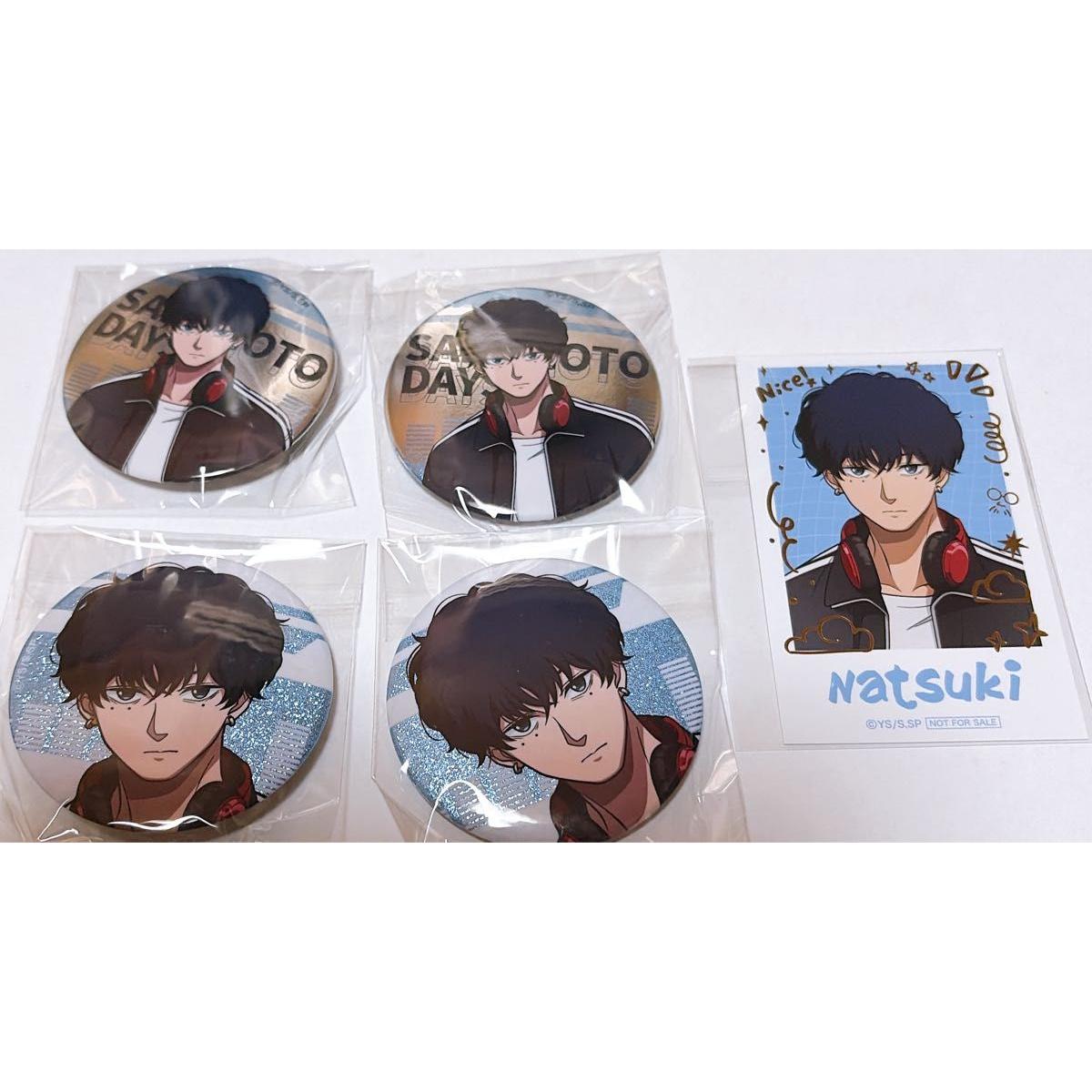 Used SAKAMOTO DAYS Natsuo Seba Glitter Can Badge Hologram Can Badge Bonus Instant Photo Style Card