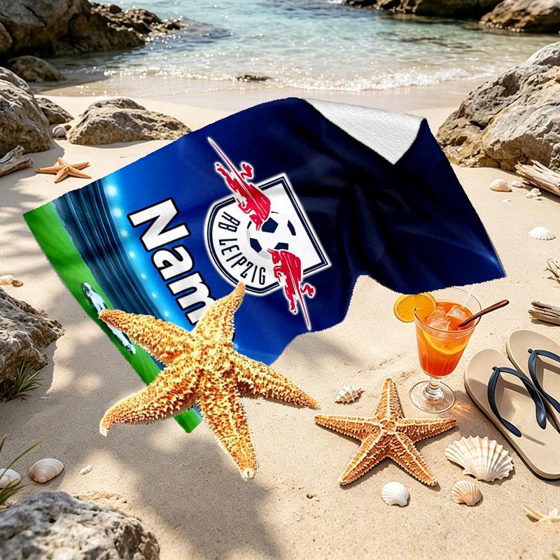 Custom Name Personalized RB Leipzig Print Beach Towel, for Trip Camping Beach Party Home Decor, Birthday Gift for Family & Friends