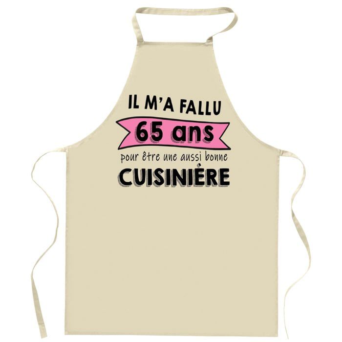 Tablier de cuisine - Tablier anniversaire 65 ans - Impression bretonne - Coton résistant - Lavable 40°C